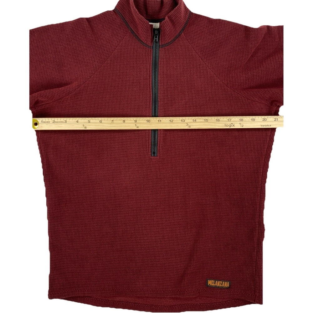 Melanzana Grid Fleece 1/2 Zip Pullover Men's Medium Maroon USA Made - Picture 3 of 6
